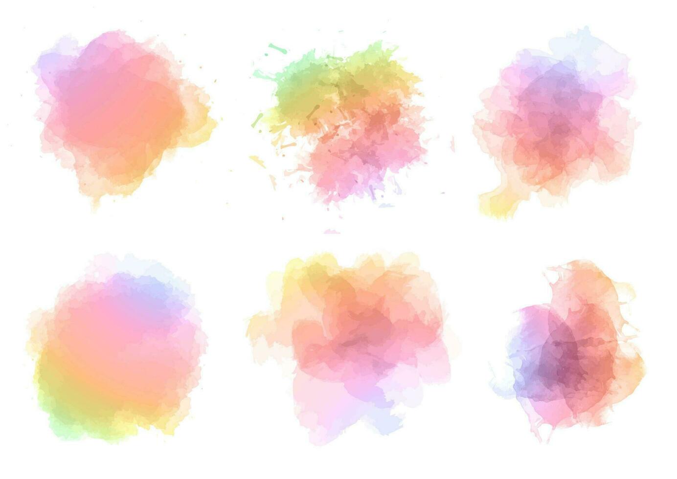 collection of rainbow coloured watercolour splatters vector