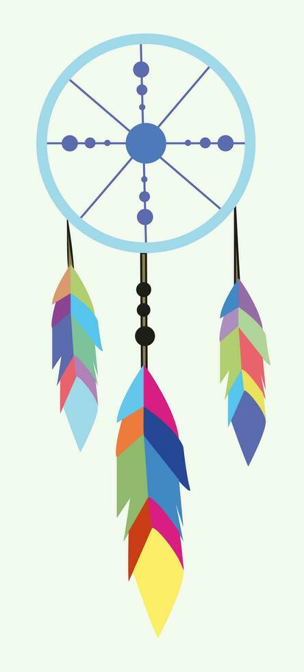 textile ornament of Indians with feathers, colored feathers, amulet vector