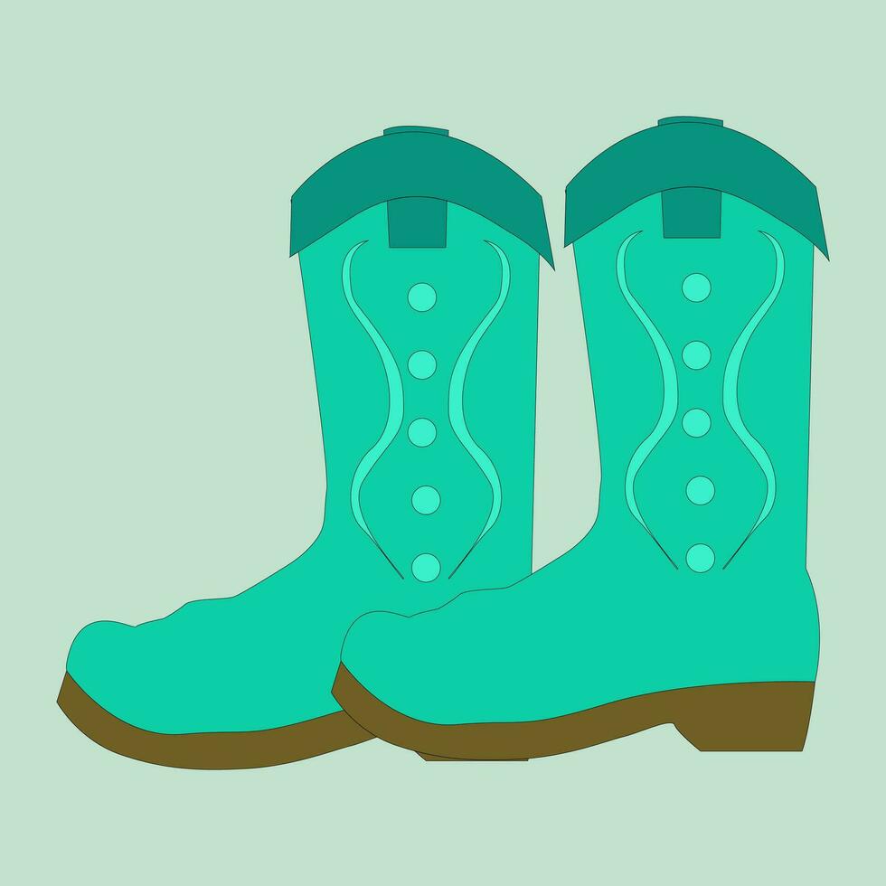 green cowboy boots with an ornament vector