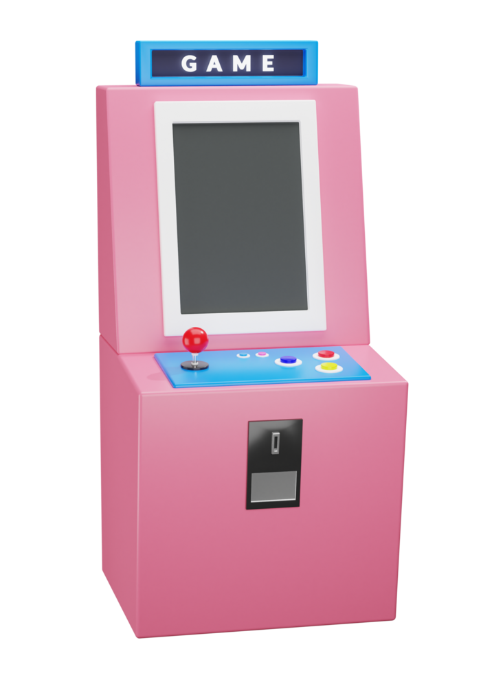 3D Rendering of Retro Arcade Game with Transparent Background png