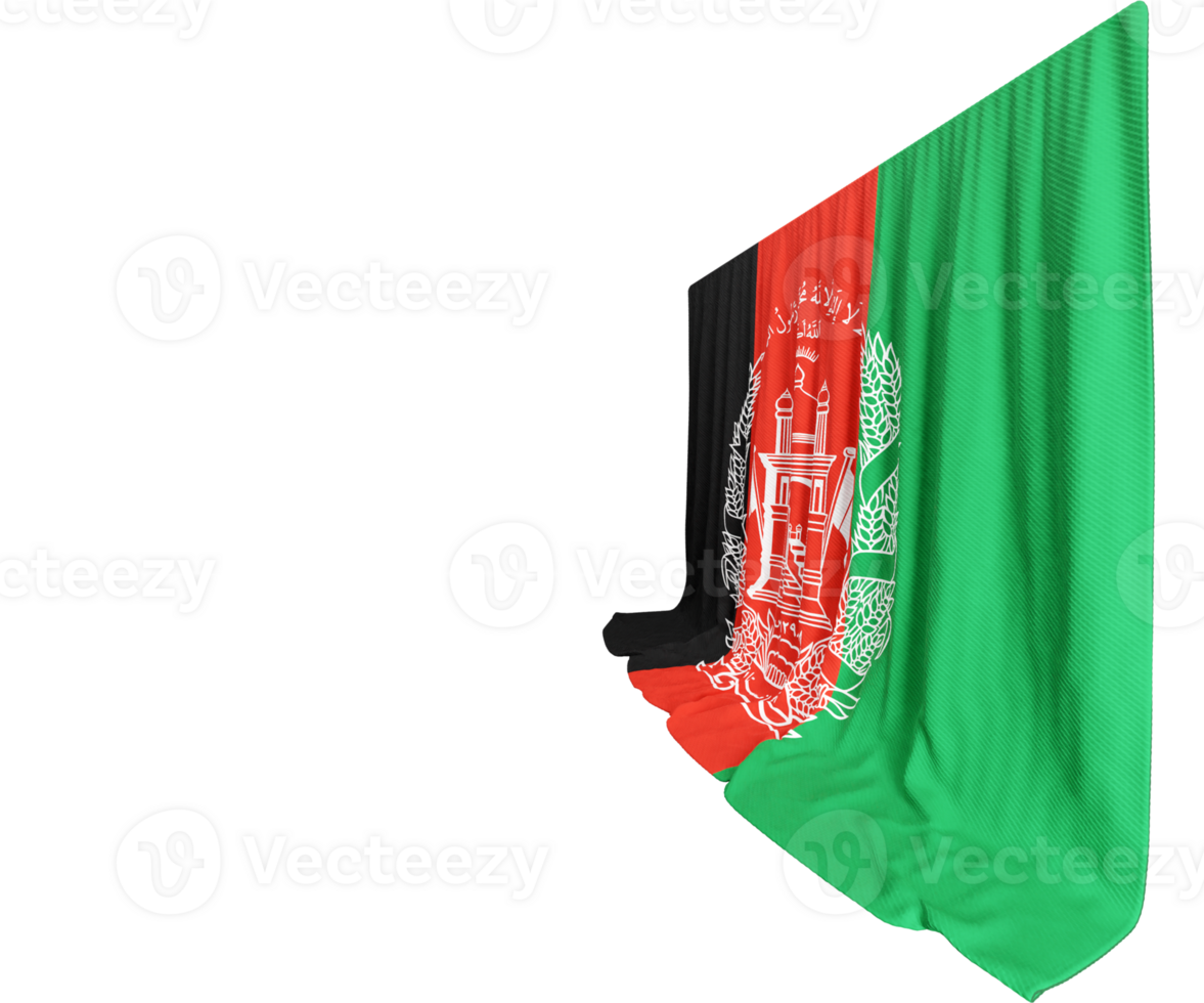 Afghan Flag Curtain in 3D Rendering Unveiling Afghan Pride png