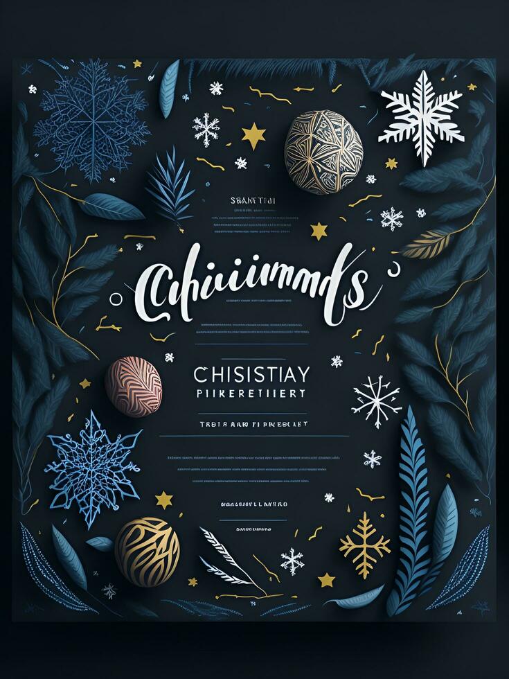 Happy Christmas Flyer Design, Generative AI photo