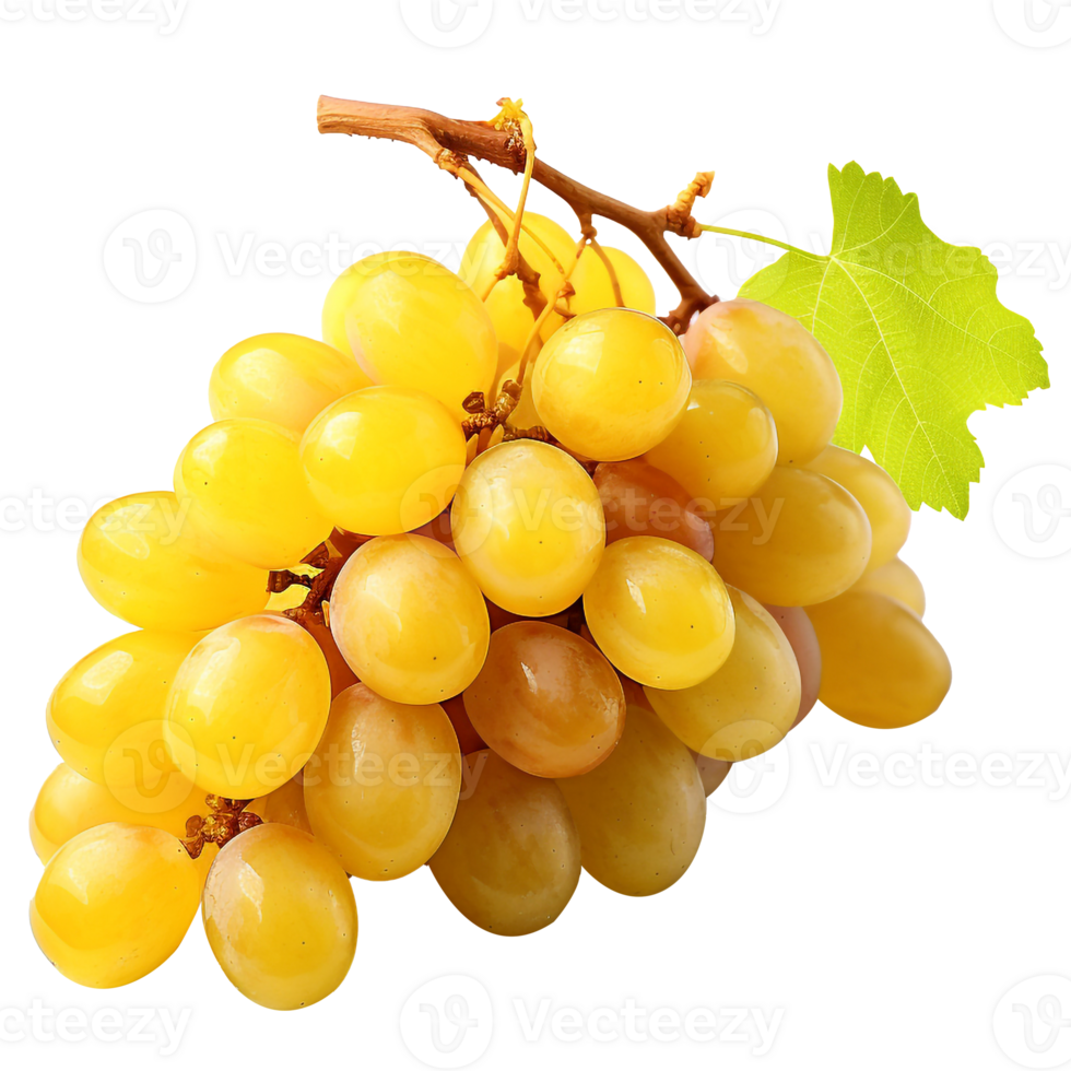 Grape png isolated a yellow Grape bunch transparent background AI Generated
