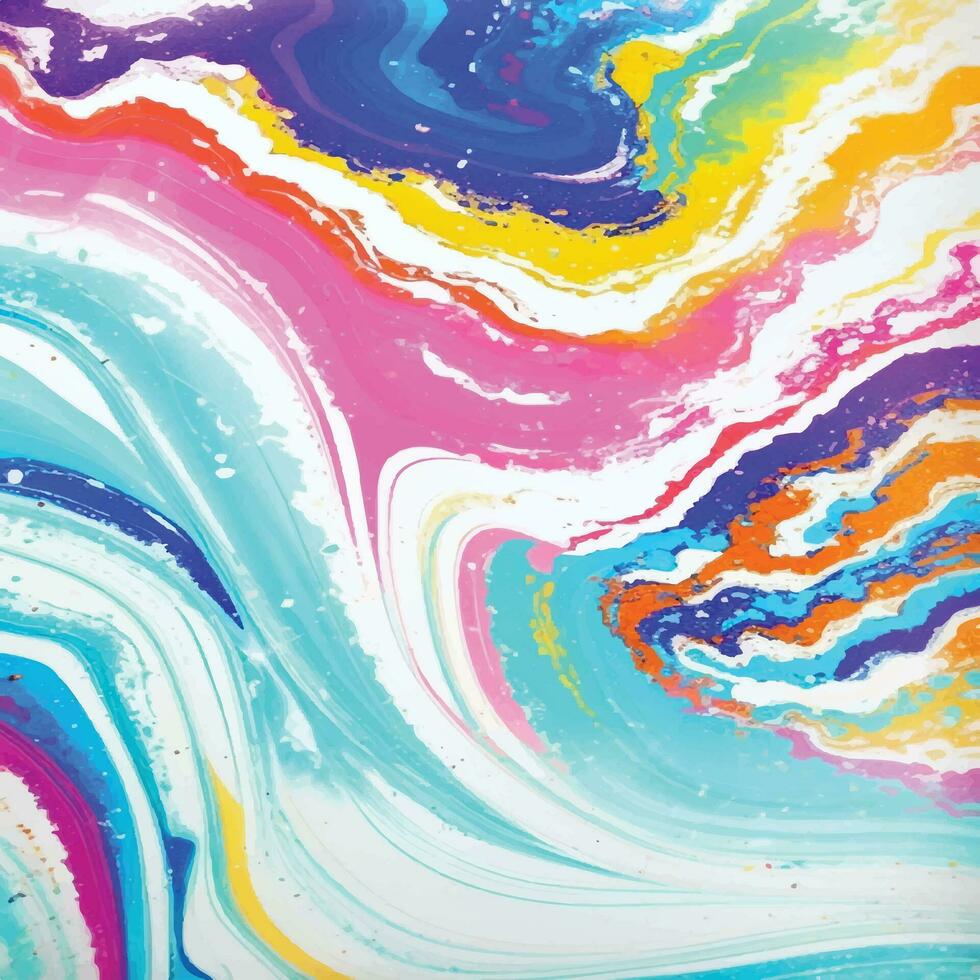 Liquid marble watercolor with cyan, purple, and gold lines. colorful multicolored marble surface, curved lines background design vector