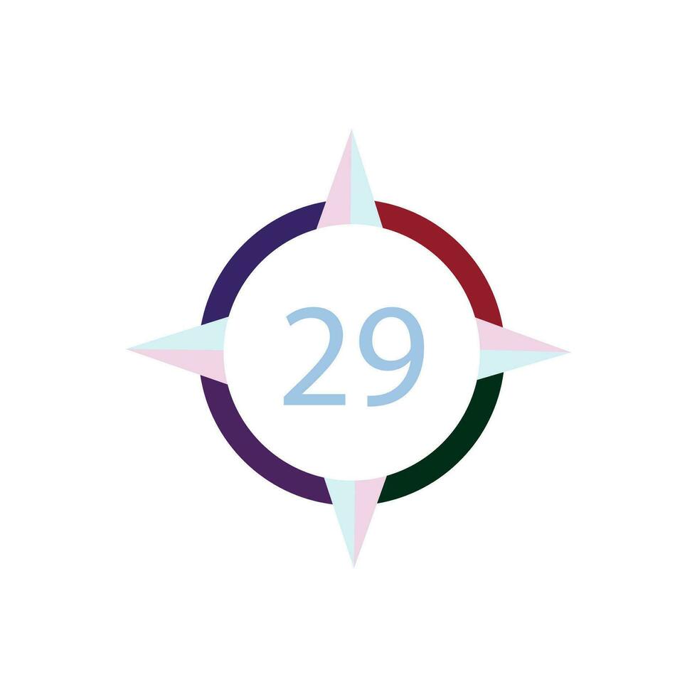 a colorful compass with the number 29 in the center vector