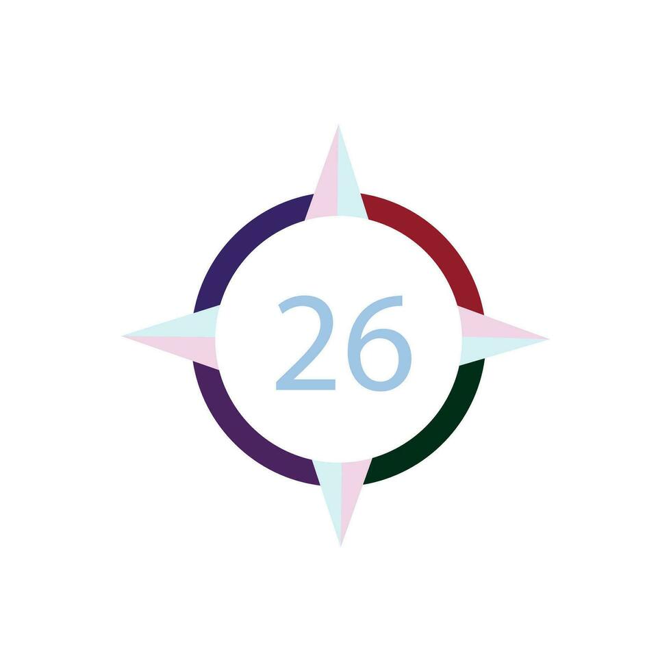 a colorful, circular logo with the number 26 vector