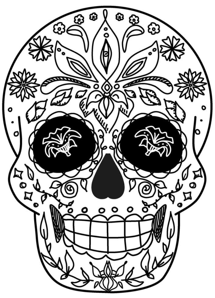 cute Sugar skull ,Day of the dead. isolated on white background. vector