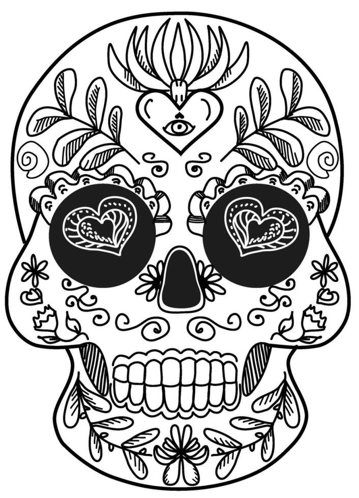 vector skull hand-drawing