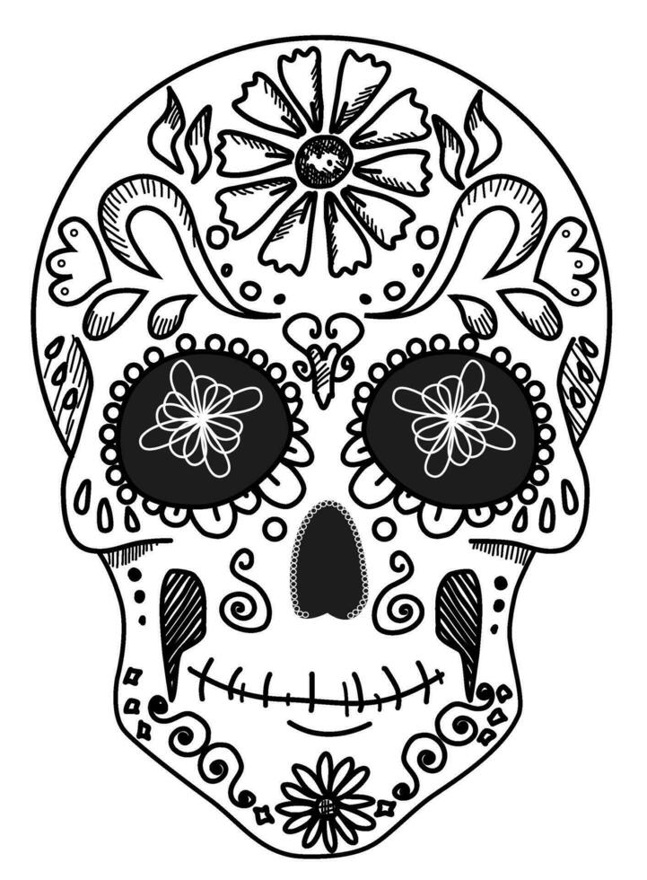 Skull isolated on white background. Day of the dead. Design element vector