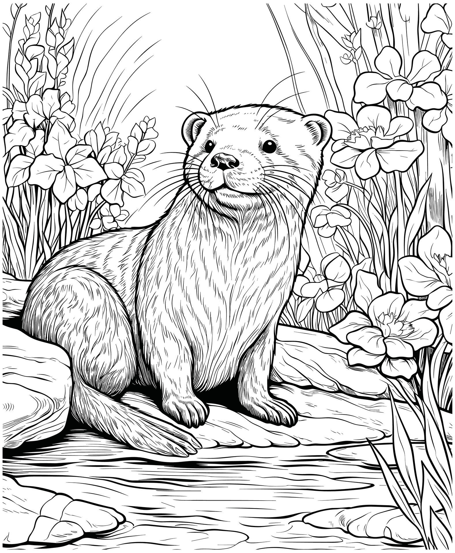 Coloring Pages Of Otters - Otter Coloring Pages For Adults Vector