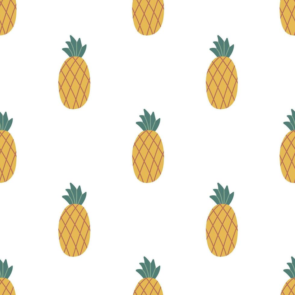Seamless pattern with pineapples fresh organic fruit vector