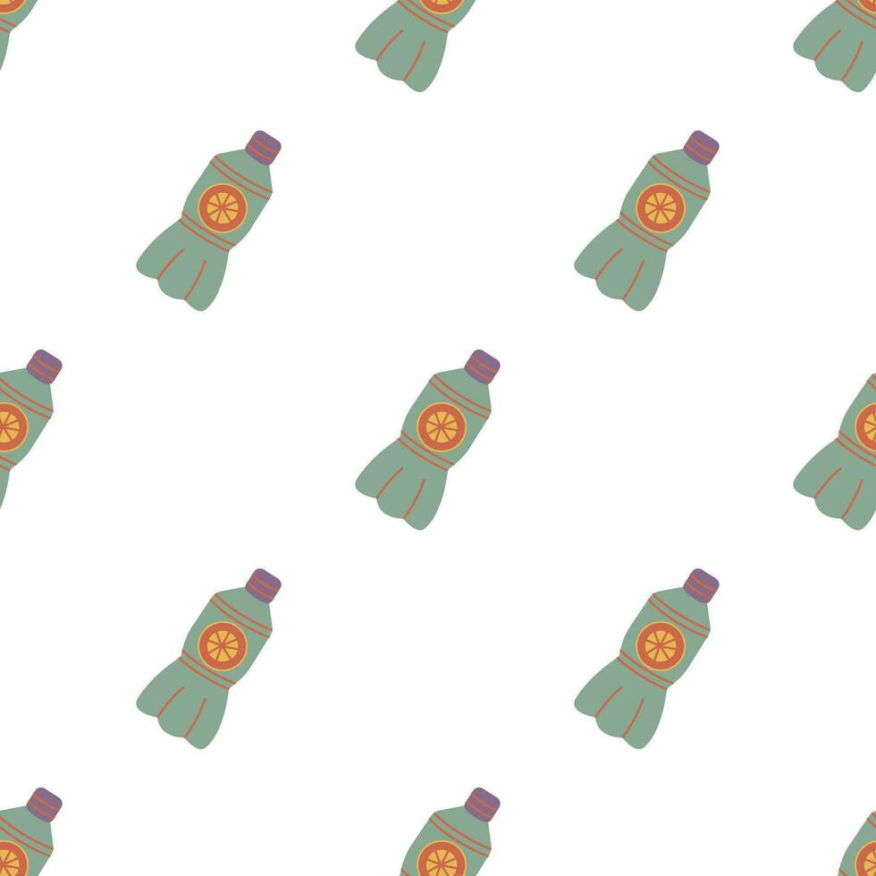 Seamless pattern with tropical cocktail, hand drawn exotic vector