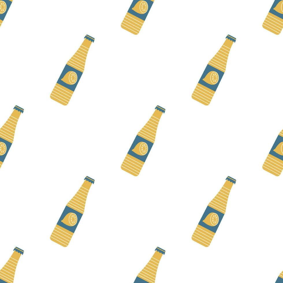 Seamless pattern with tropical cocktail, hand drawn exotic vector