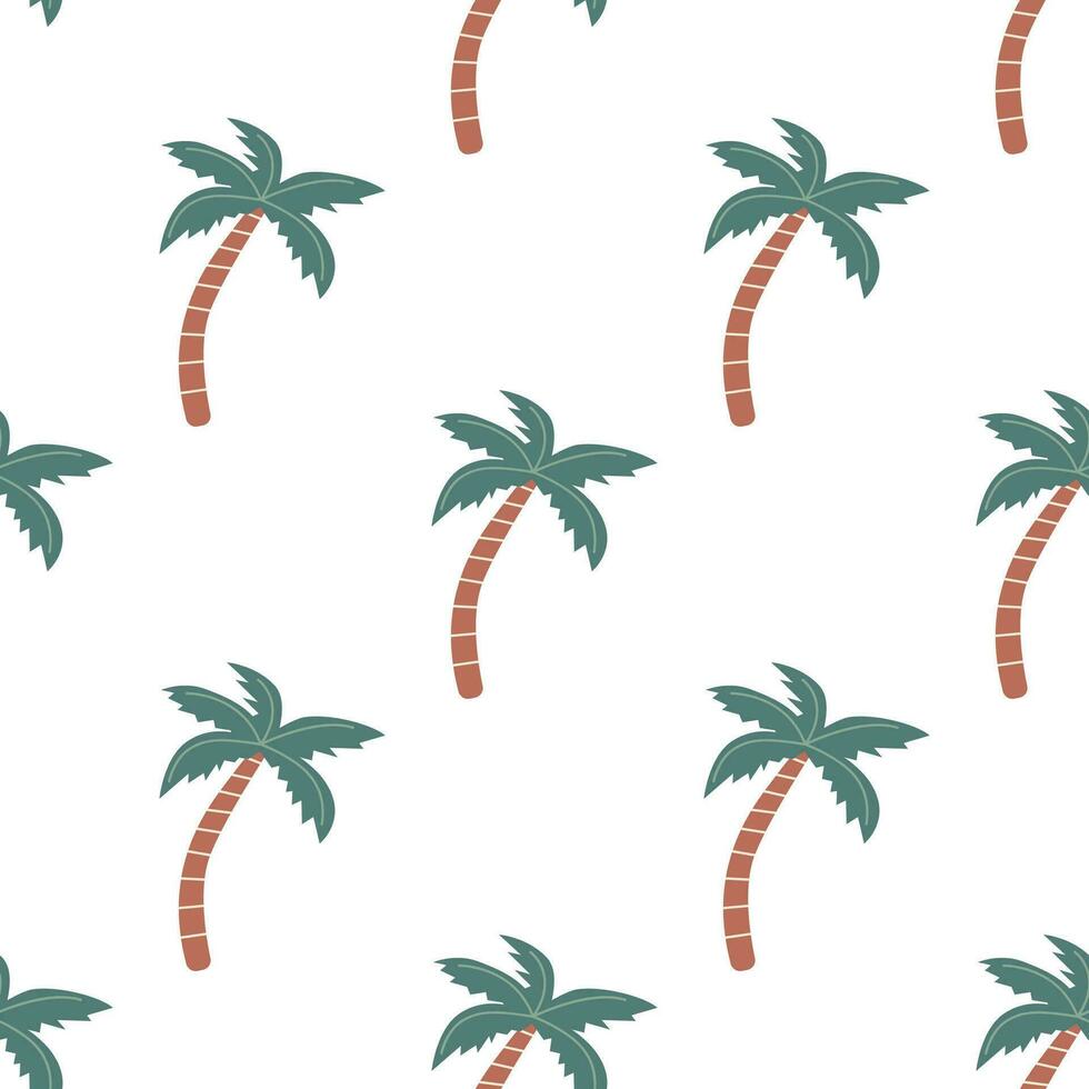 Seamless pattern with green palm trees vector