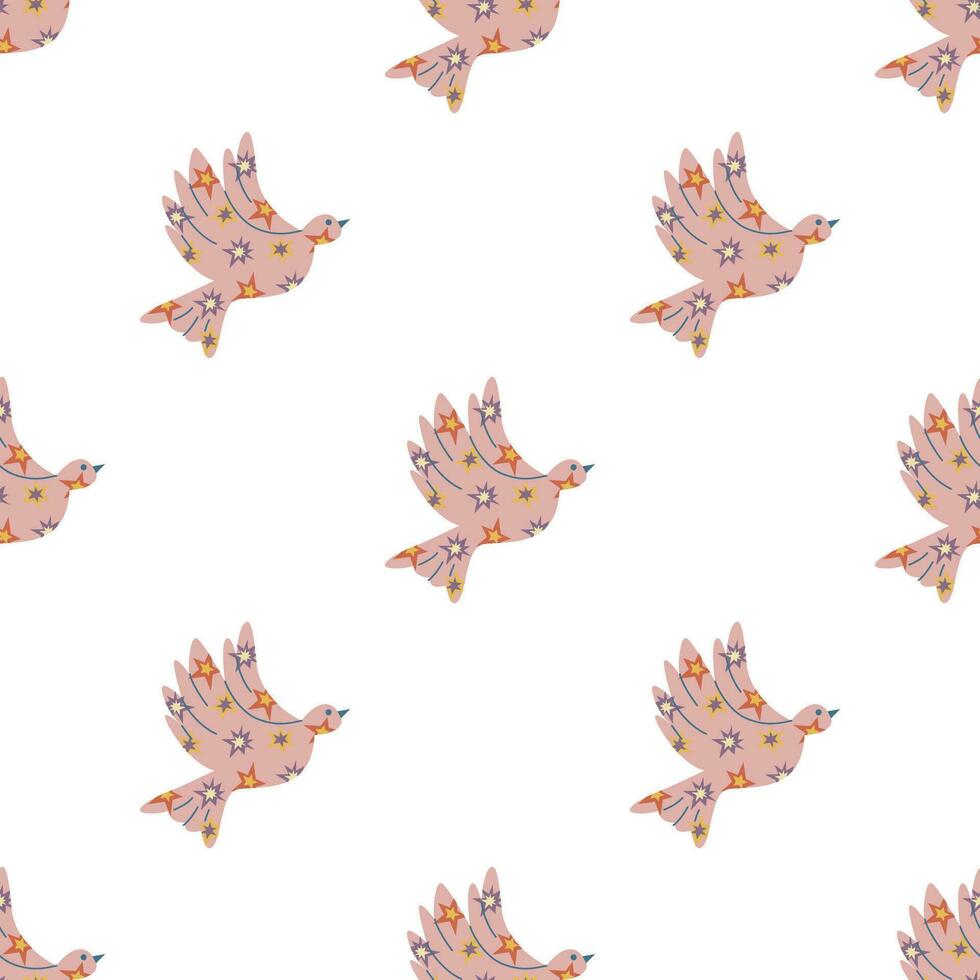 Seamless pattern with Dove bird isolated cartoon vector