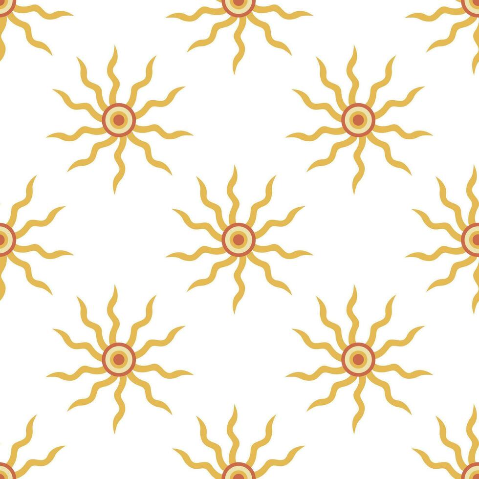 Seamless pattern with suns. Summer psychedelic vector