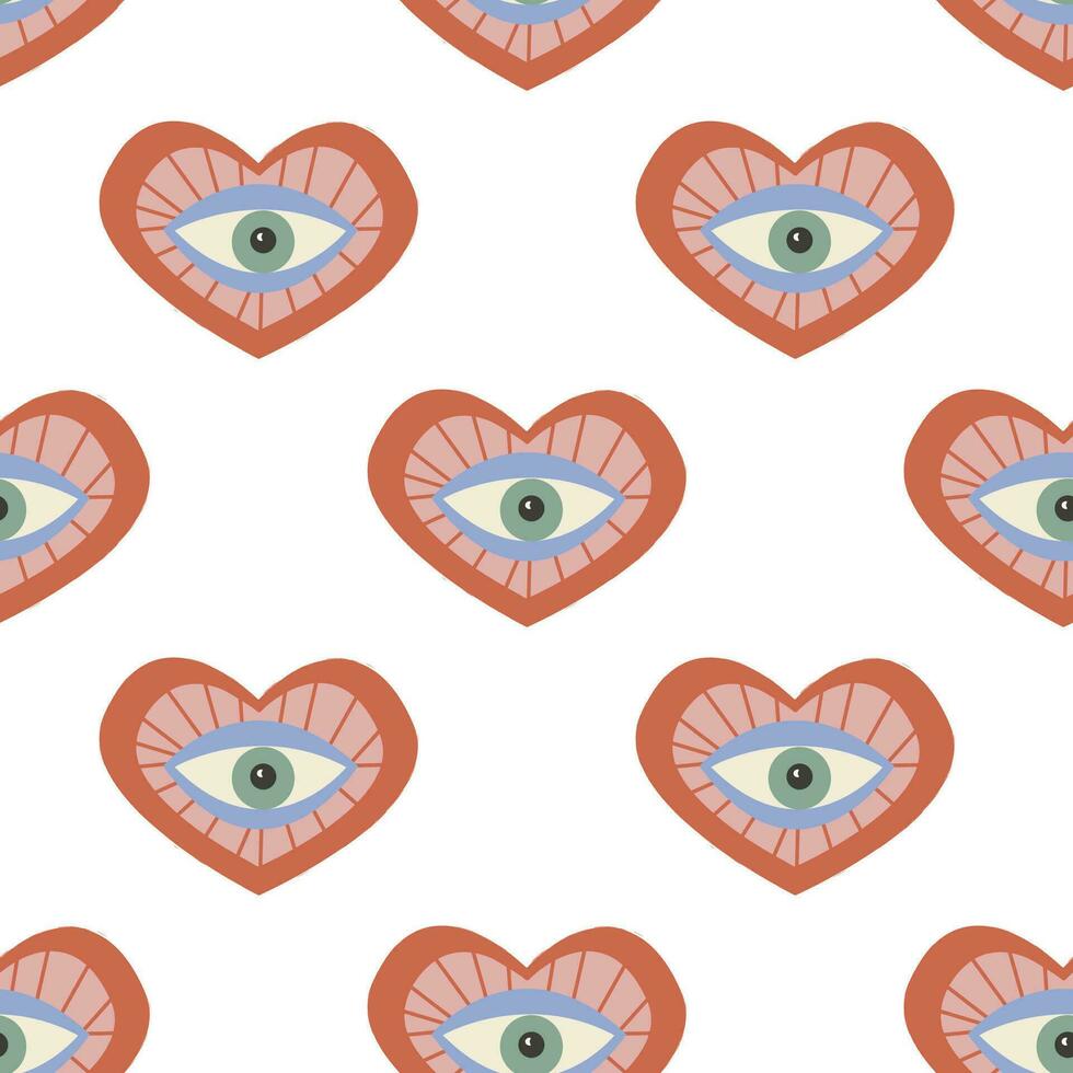 Seamless pattern with a psychedelic heart vector