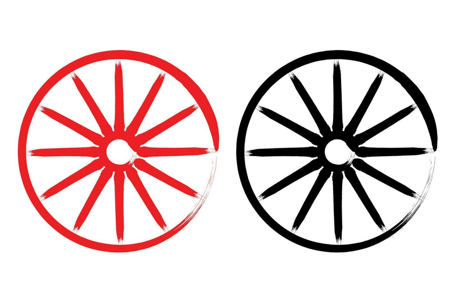 Grunge stroke circle Wagon wooden wheel icon, wheel vector icon.