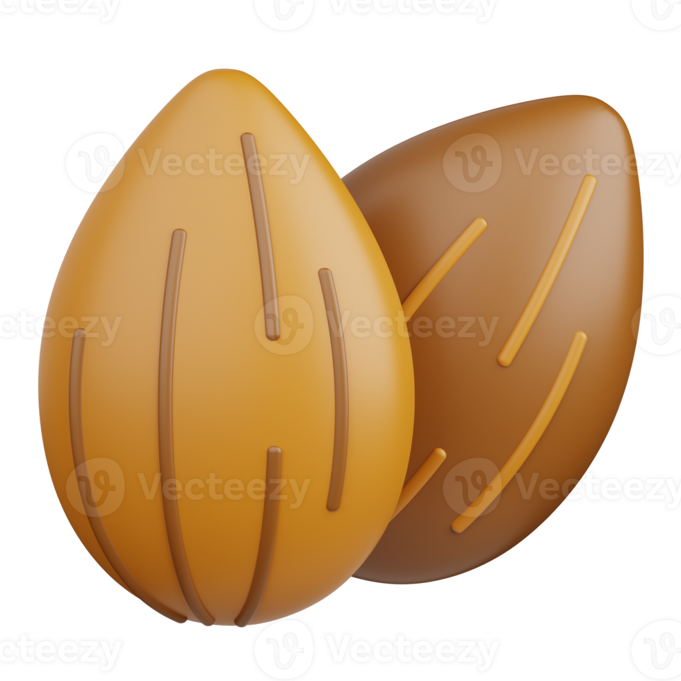 3d rendering almond isolated useful for food, allergen, allergy, disease and antigen design element png