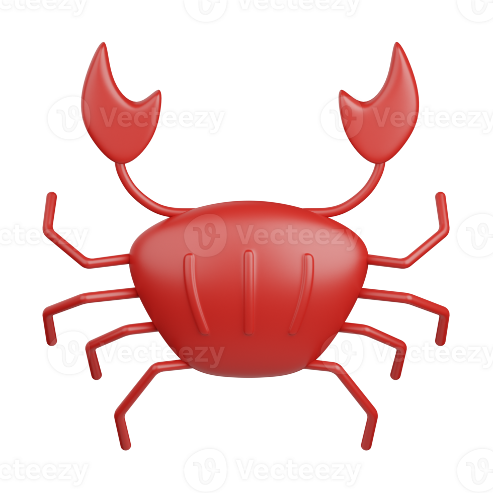 3d rendering crab isolated useful for food, allergen, allergy, disease and antigen design element png