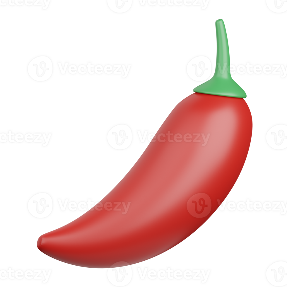3d rendering chili isolated useful for food, allergen, allergy, disease and antigen design element png