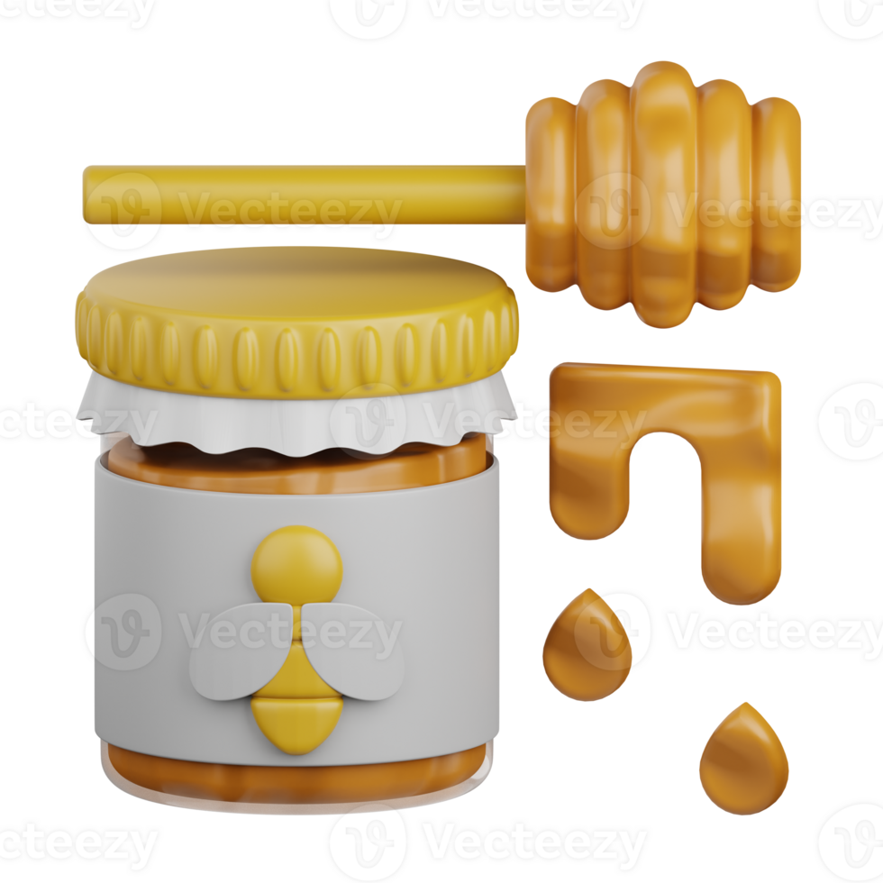 3d tolkning honung isolerat användbar för mat, allergen, allergi, sjukdom och antigen design element png