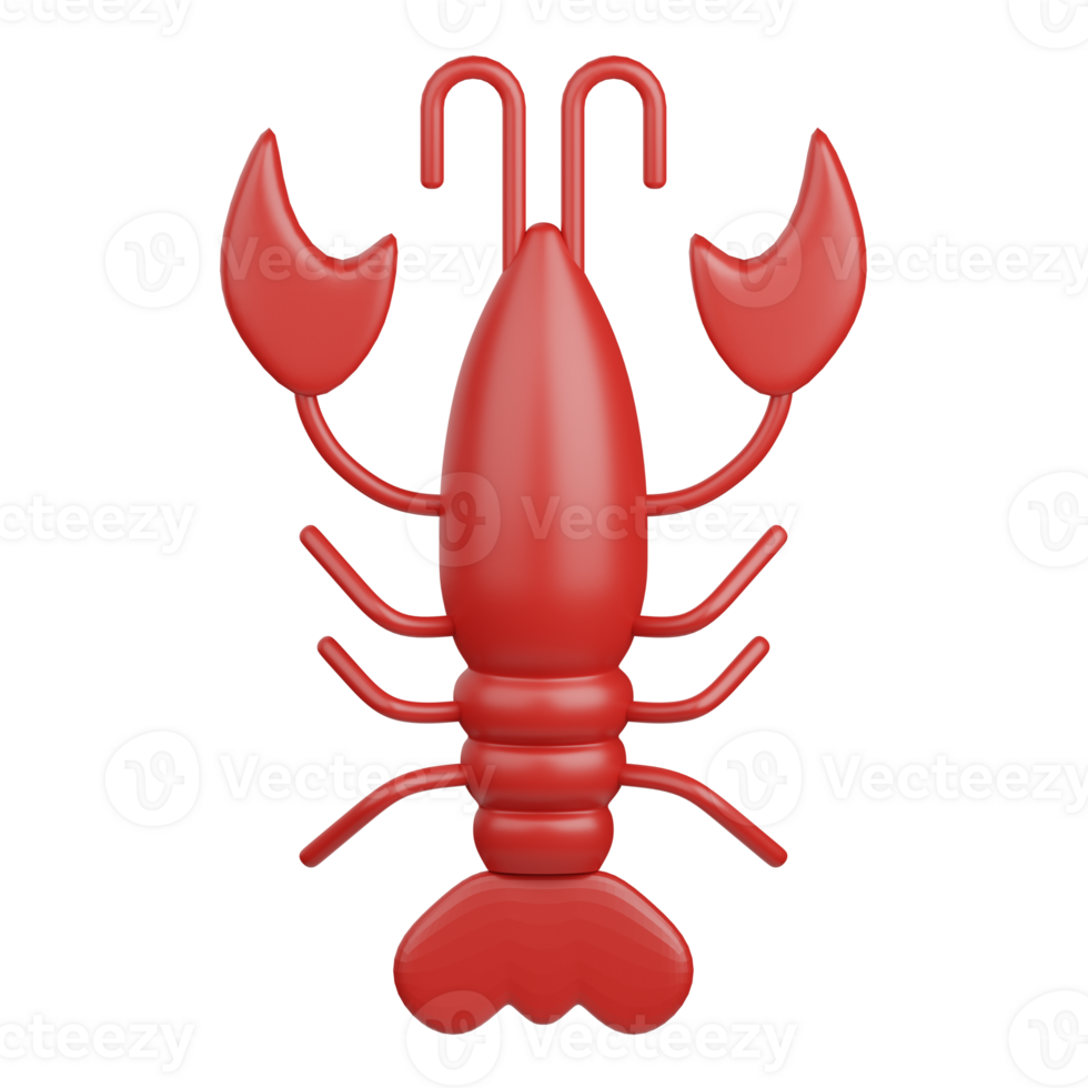 3d rendering lobster isolated useful for food, allergen, allergy, disease and antigen design element png