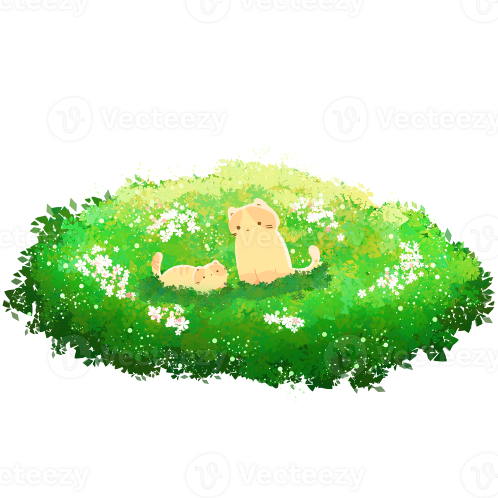 Minimal cats in grass playing png