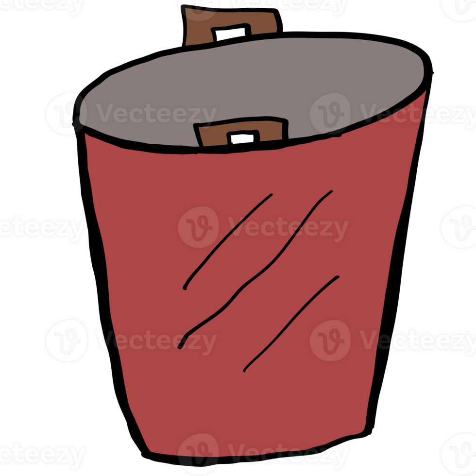 illustration icon of a trashcan red png
