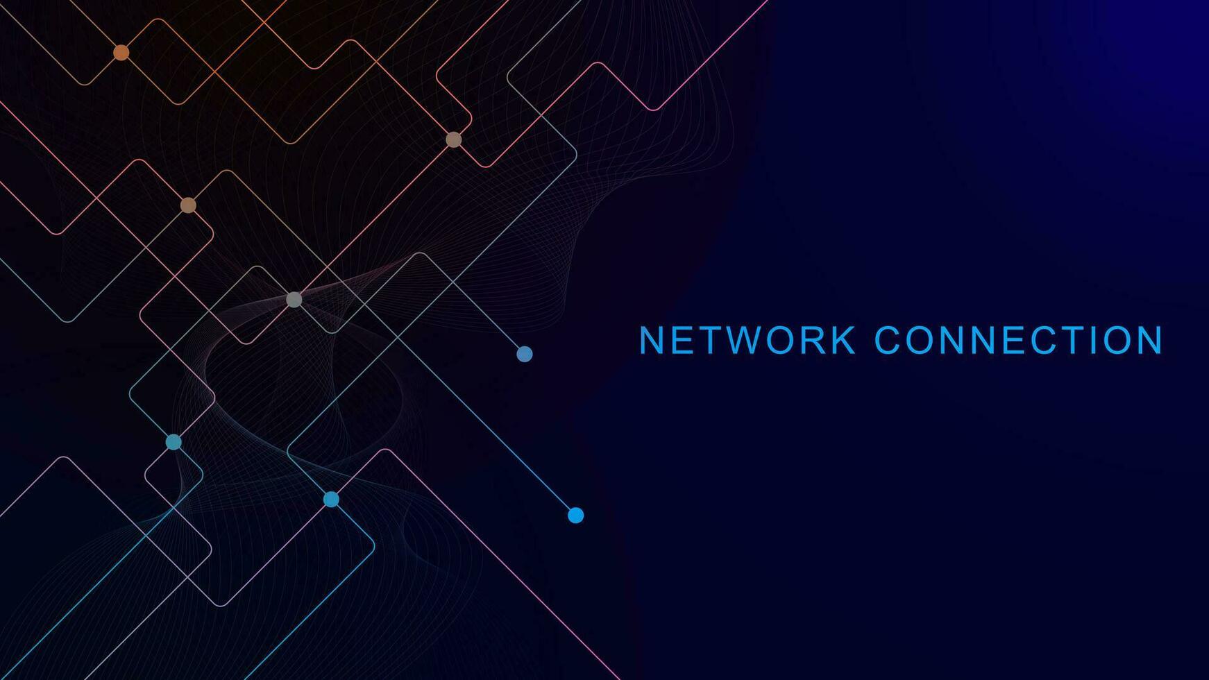 Network connection concept. Abstract geometric with connecting dots lines and wave flow. Global network connection and digital communication technology background. Vector illustration.