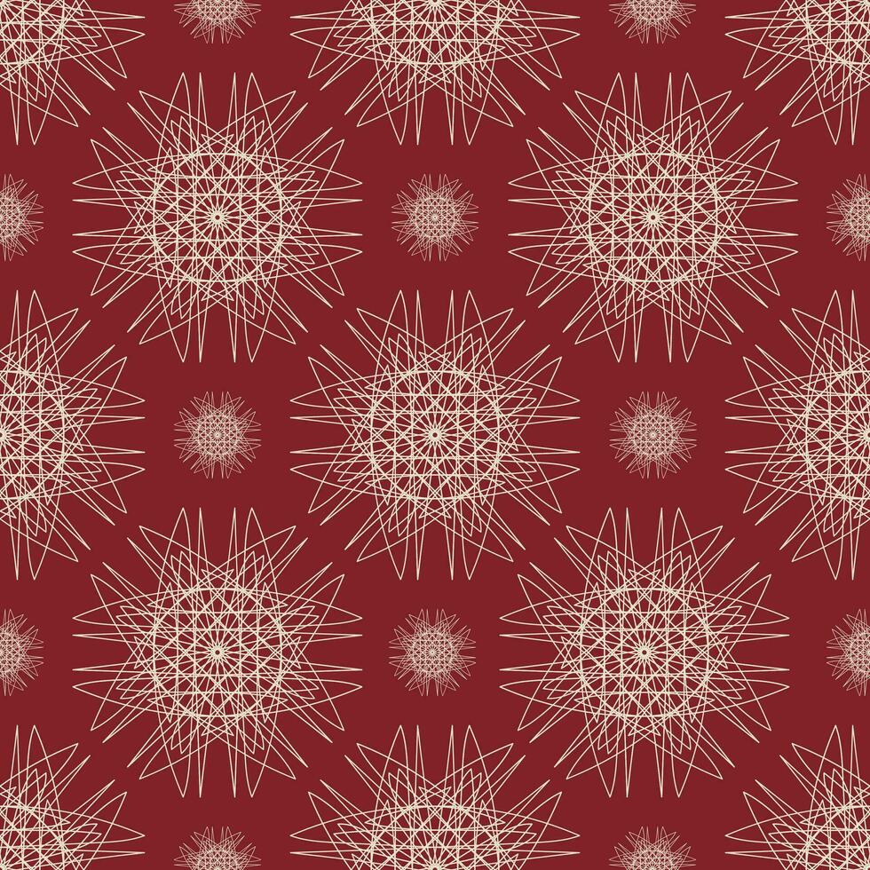 Vector seamless vintage pattern of abstract lace flowers on red background