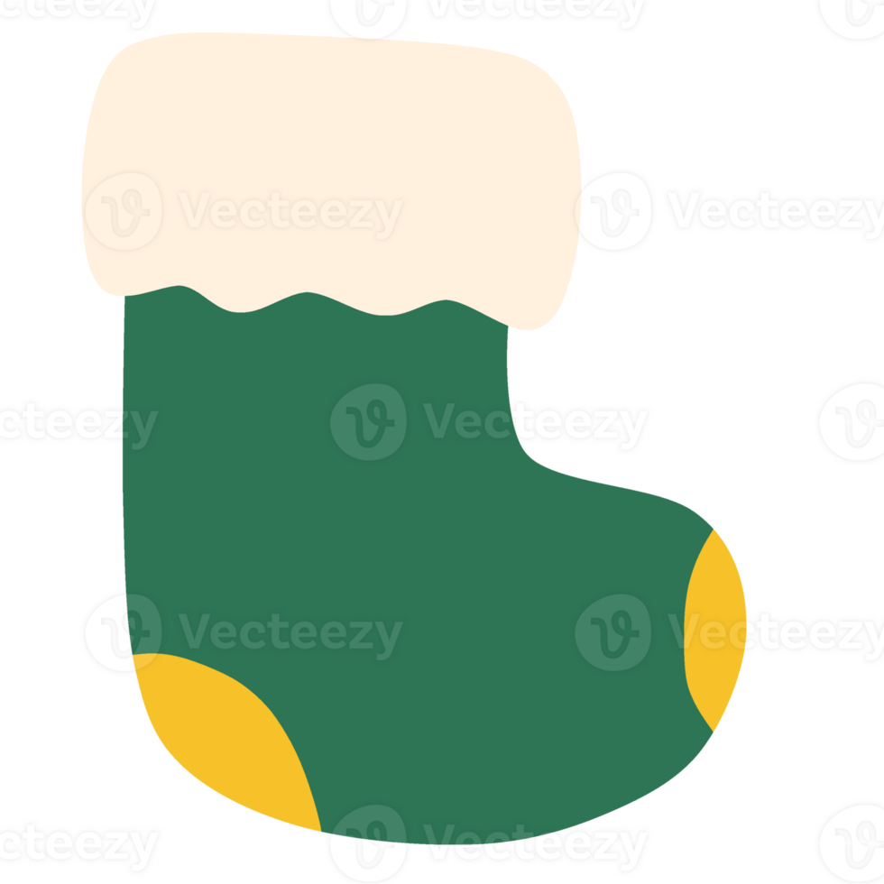 Drawings of Christmas socks in various patterns png