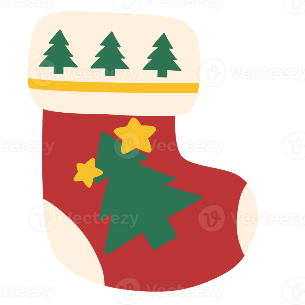 Drawings of Christmas socks in various patterns png