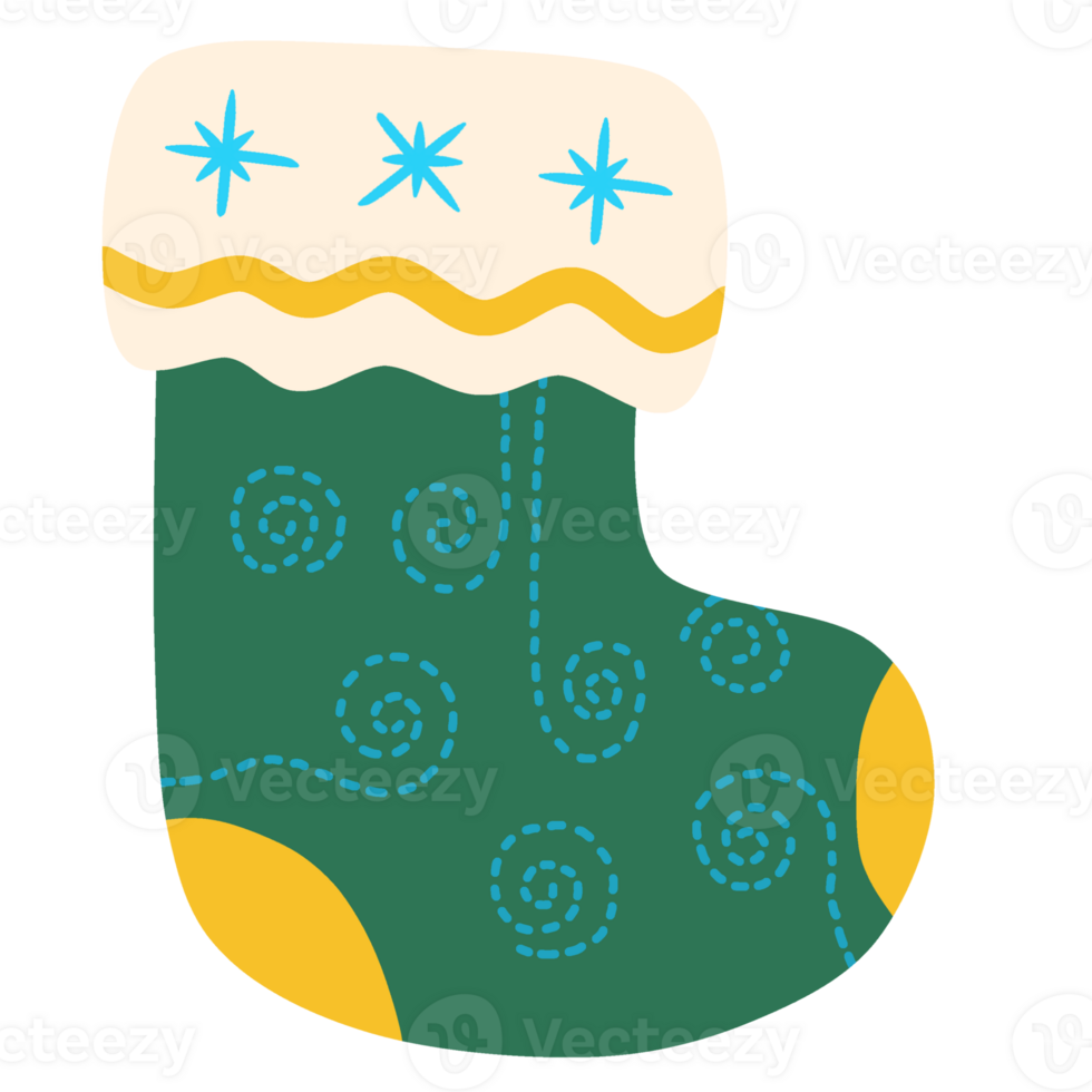 Drawings of Christmas socks in various patterns png