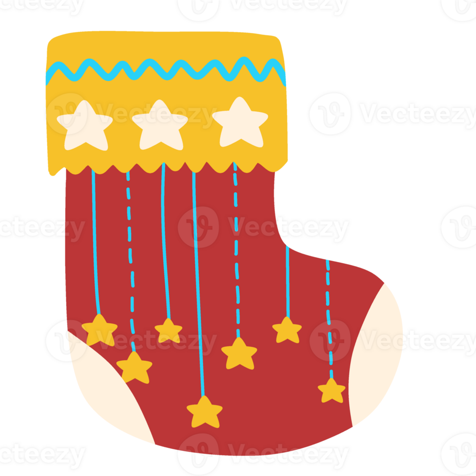 Drawings of Christmas socks in various patterns png