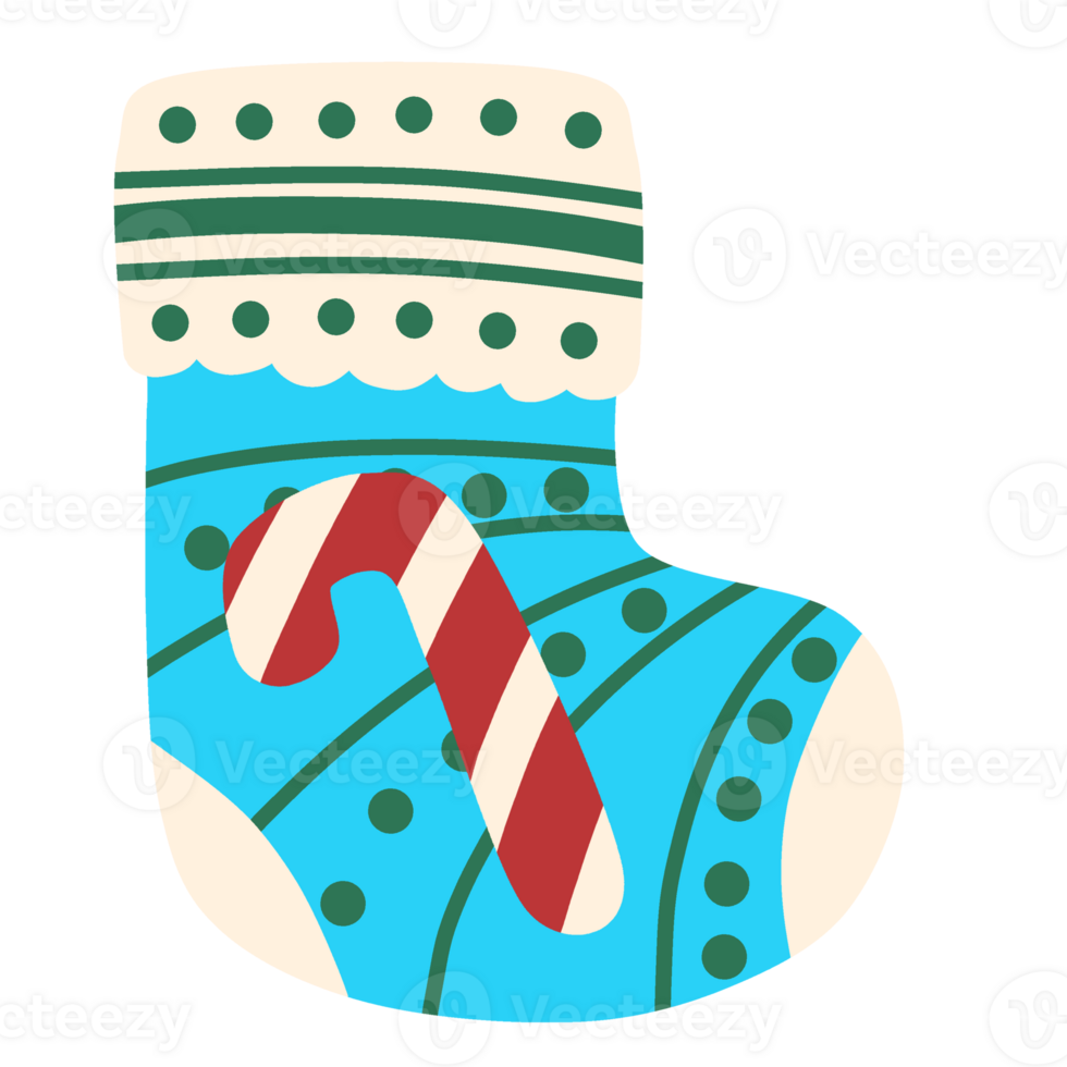 Drawings of Christmas socks in various patterns png