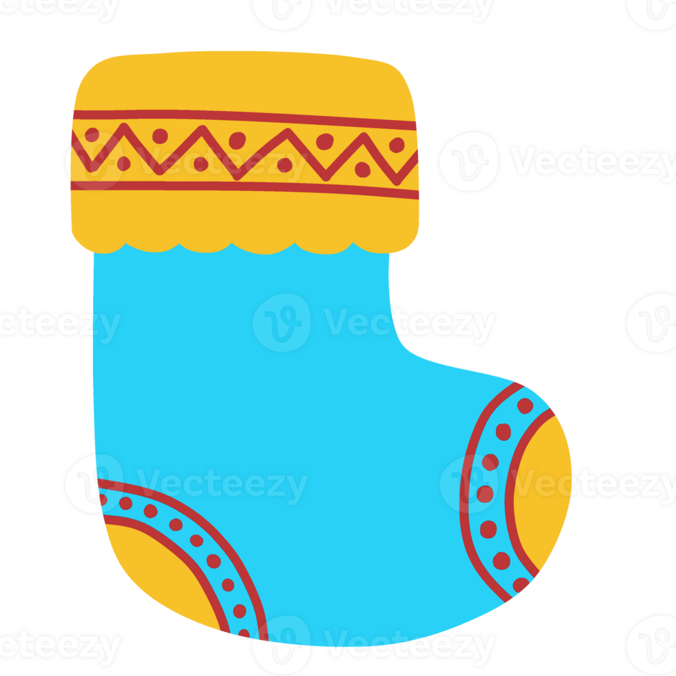 Drawings of Christmas socks in various patterns png