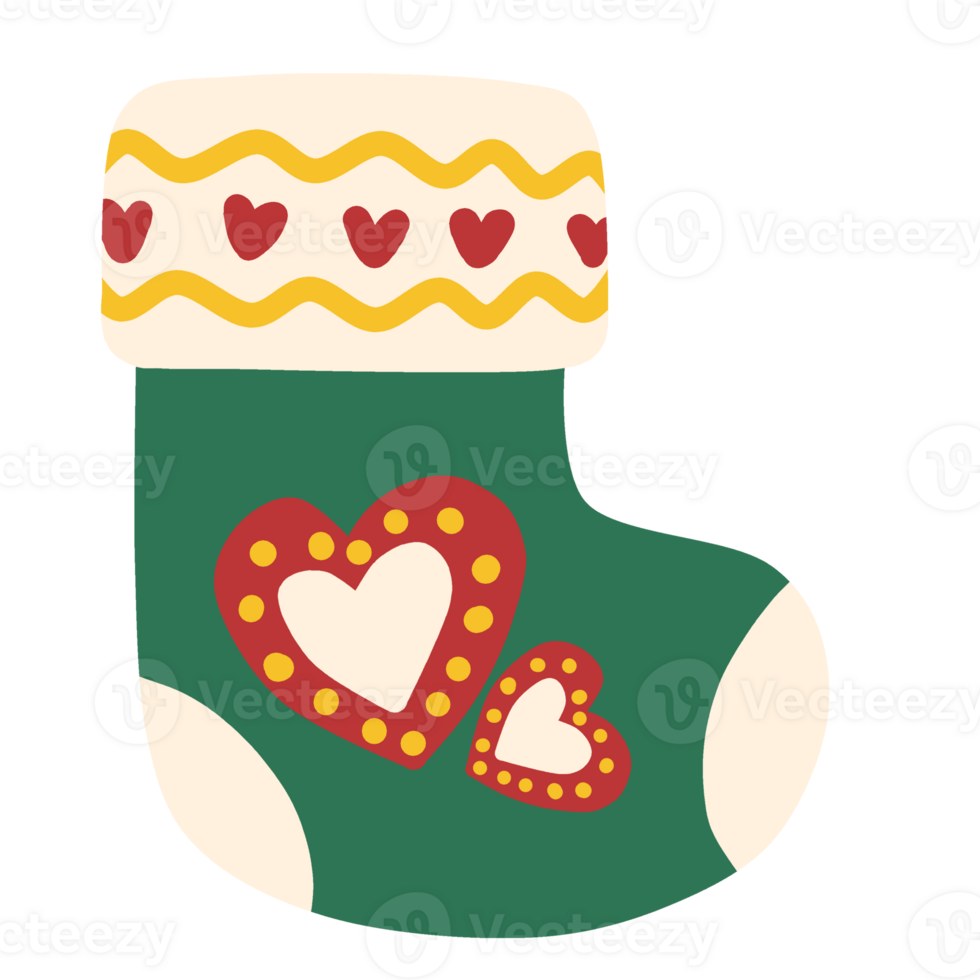 Drawings of Christmas socks in various patterns png