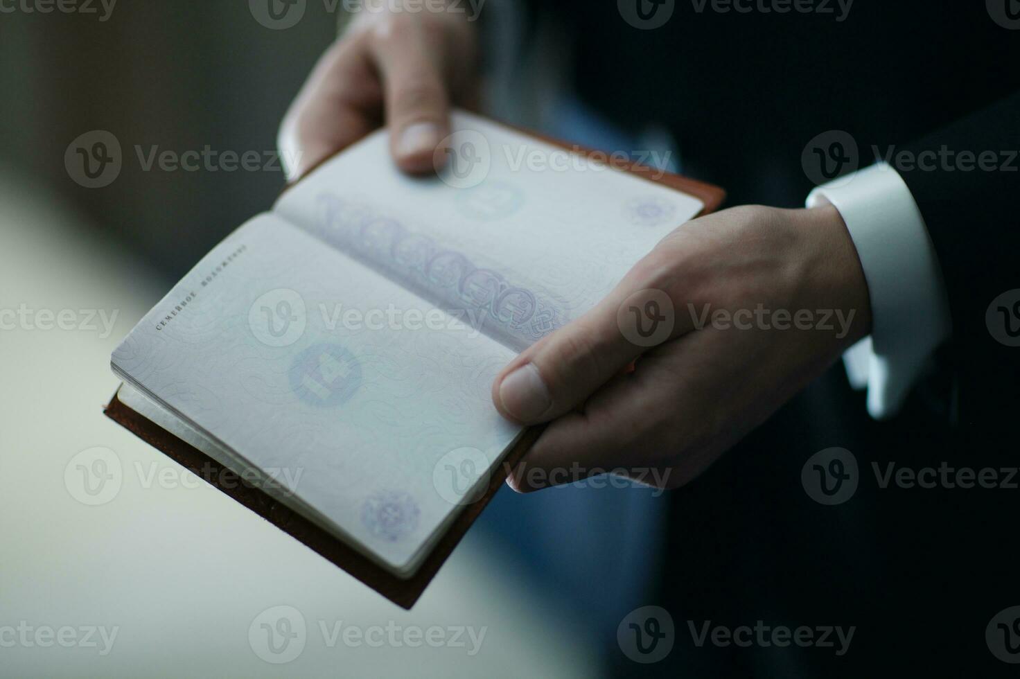 Empty passport before the wedding photo