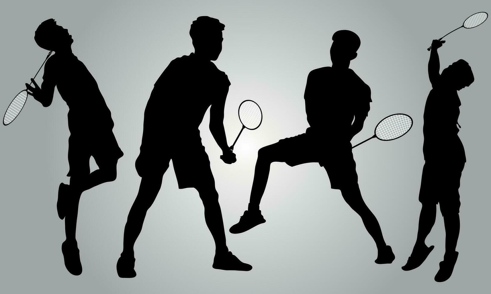 bádminton jugador vector plano silueta colección