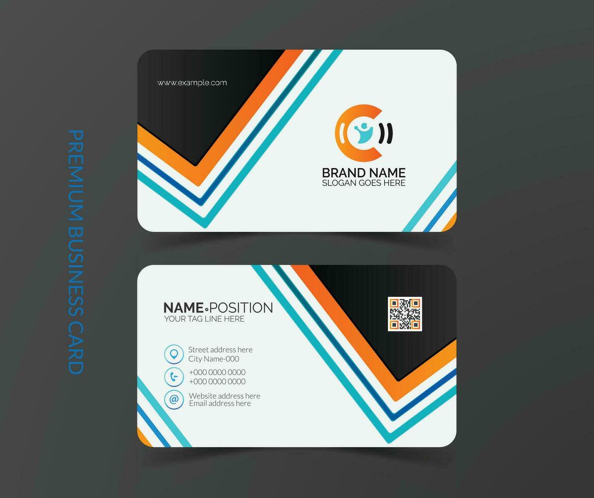 Modern creative yellow and blue business card template with flat user interface vector