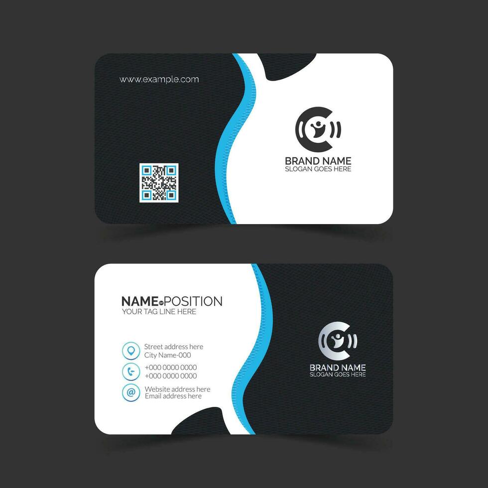 Simple and clean black white business card template design, corporate business card layout vector