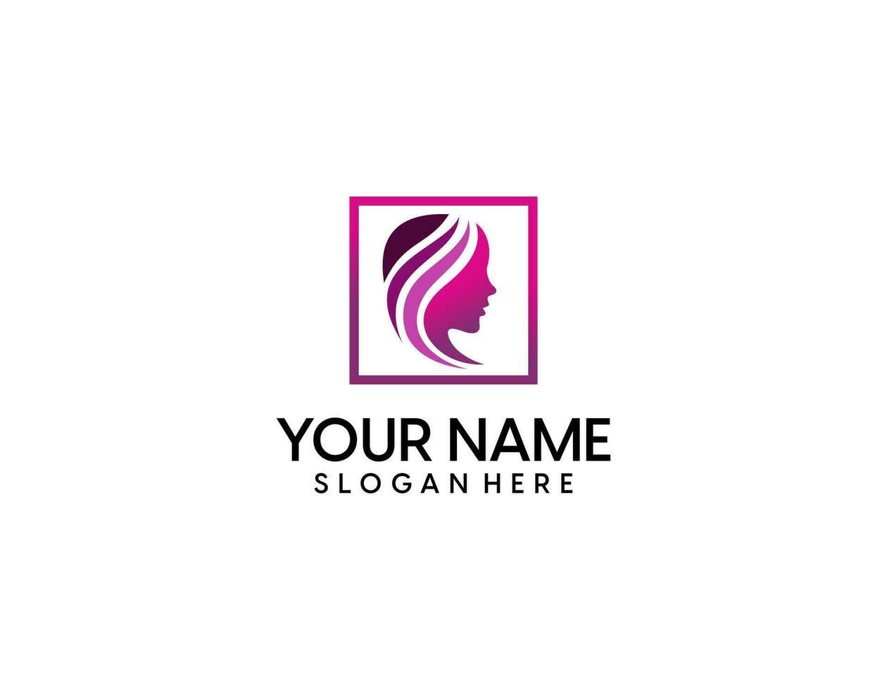 hairdresser, woman, beauty salon logo design with business card template. vector