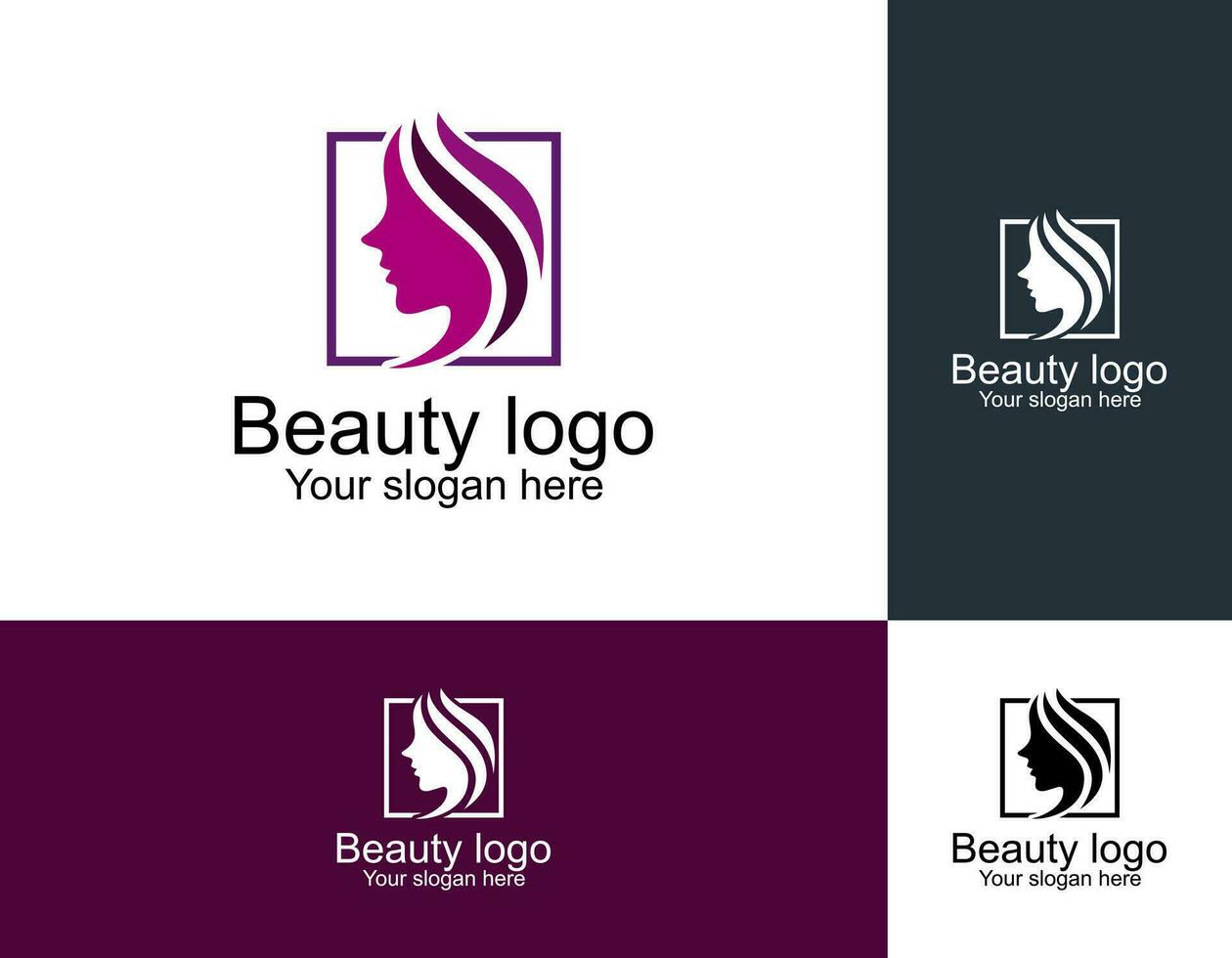 Beauty logo with woman inside circle style and business card design template, flower, logo, woman, Premium Vector