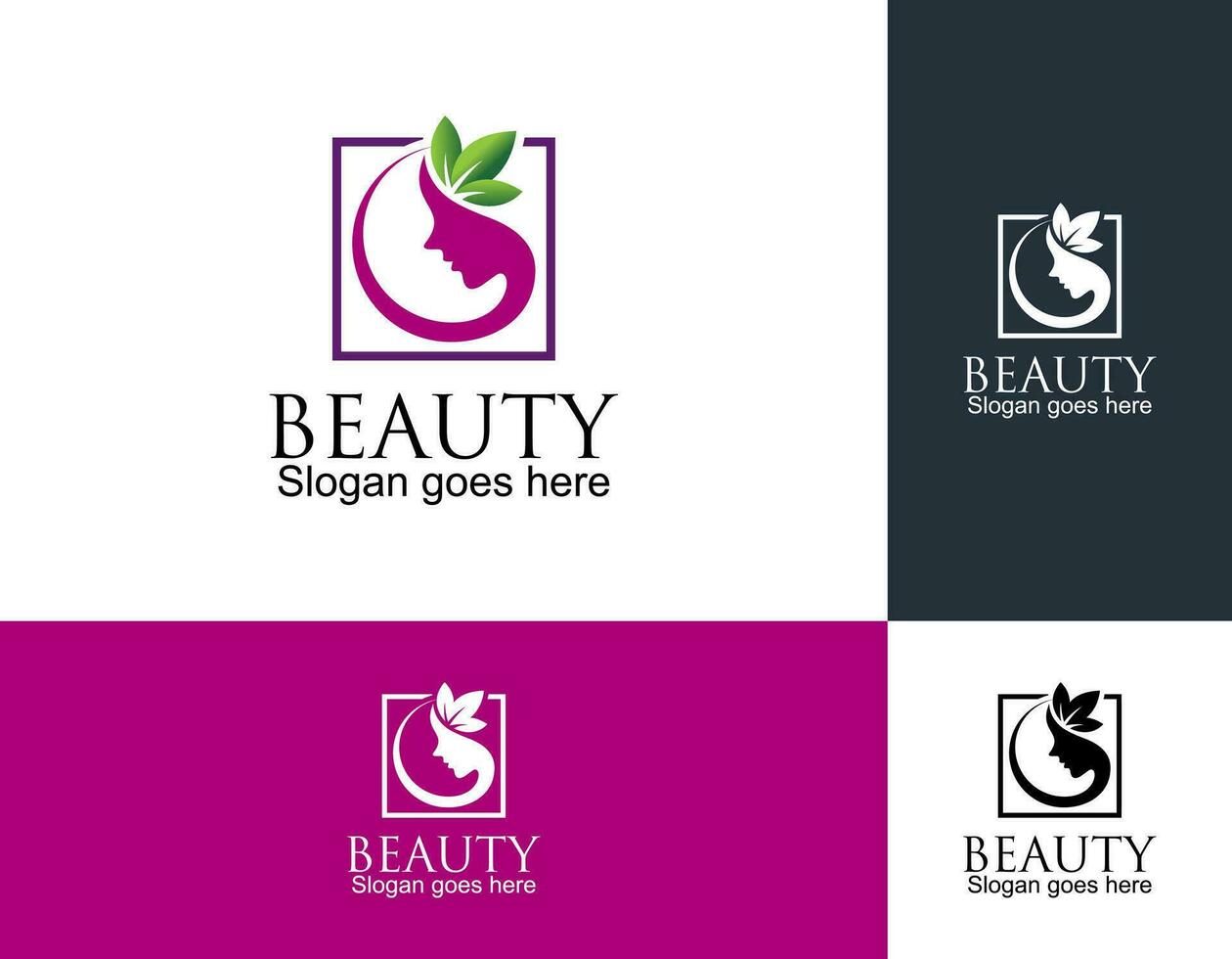 Beauty logo with woman inside circle style and business card design template, flower, logo, woman, Premium Vector