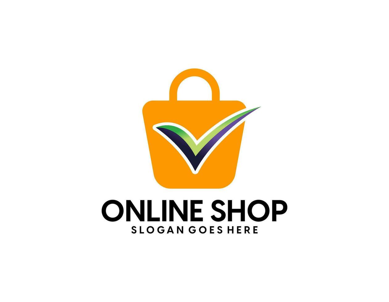 Set of Online Shop Logo designs Template. Illustration vector graphic of shopping bag, computer and mouse logo. Perfect for Ecommerce,sale, store web element. Company emblem.