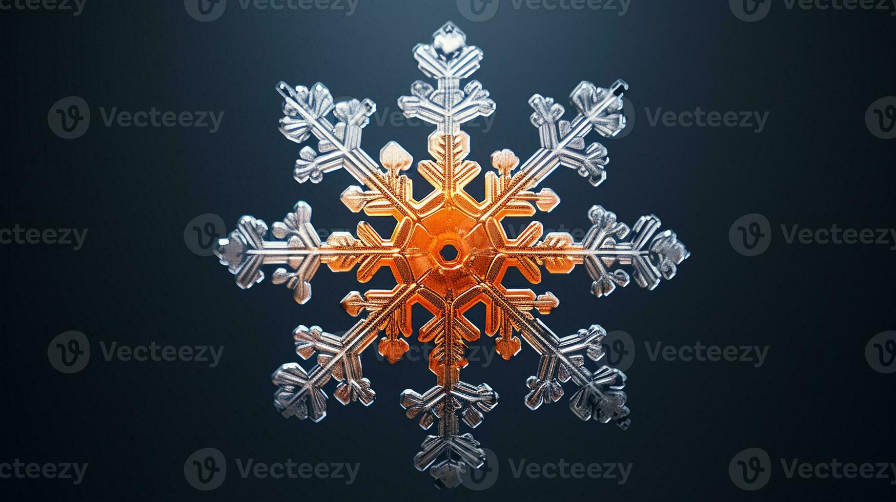 macro view of snowflake illustration fallen snow. Generative AI photo