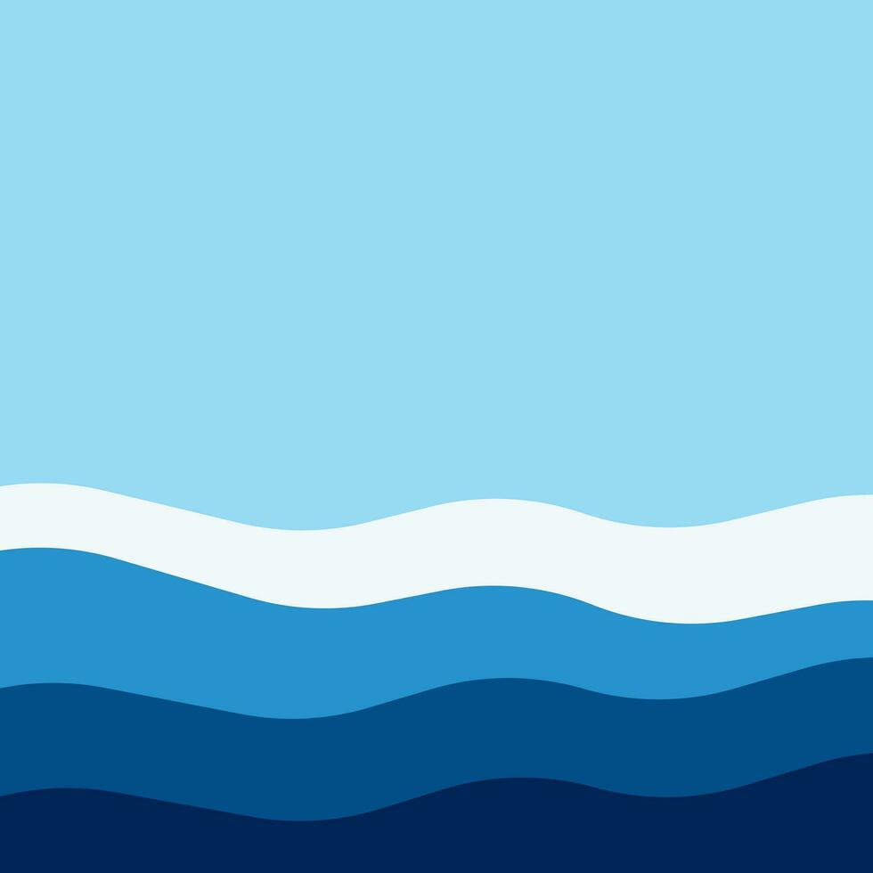 Sea wavy abstract frame background, Water waves, travel relax concept. Vector illustration