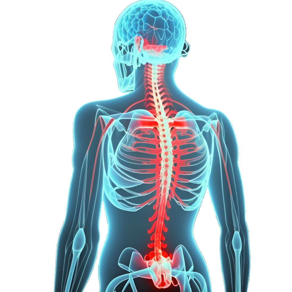 human skeleton on transparent backgroung generative with ai png