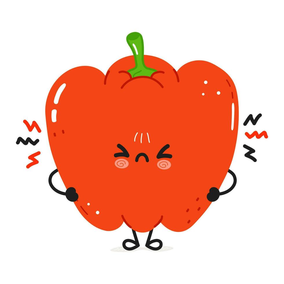 Angry Red bell pepper character vector